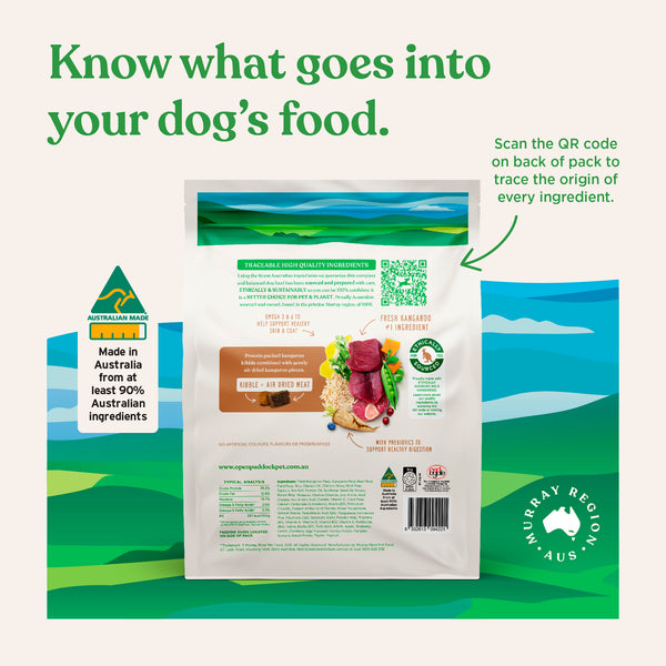 Wild Kangaroo Kibble + Air Dried Meat for Dogs