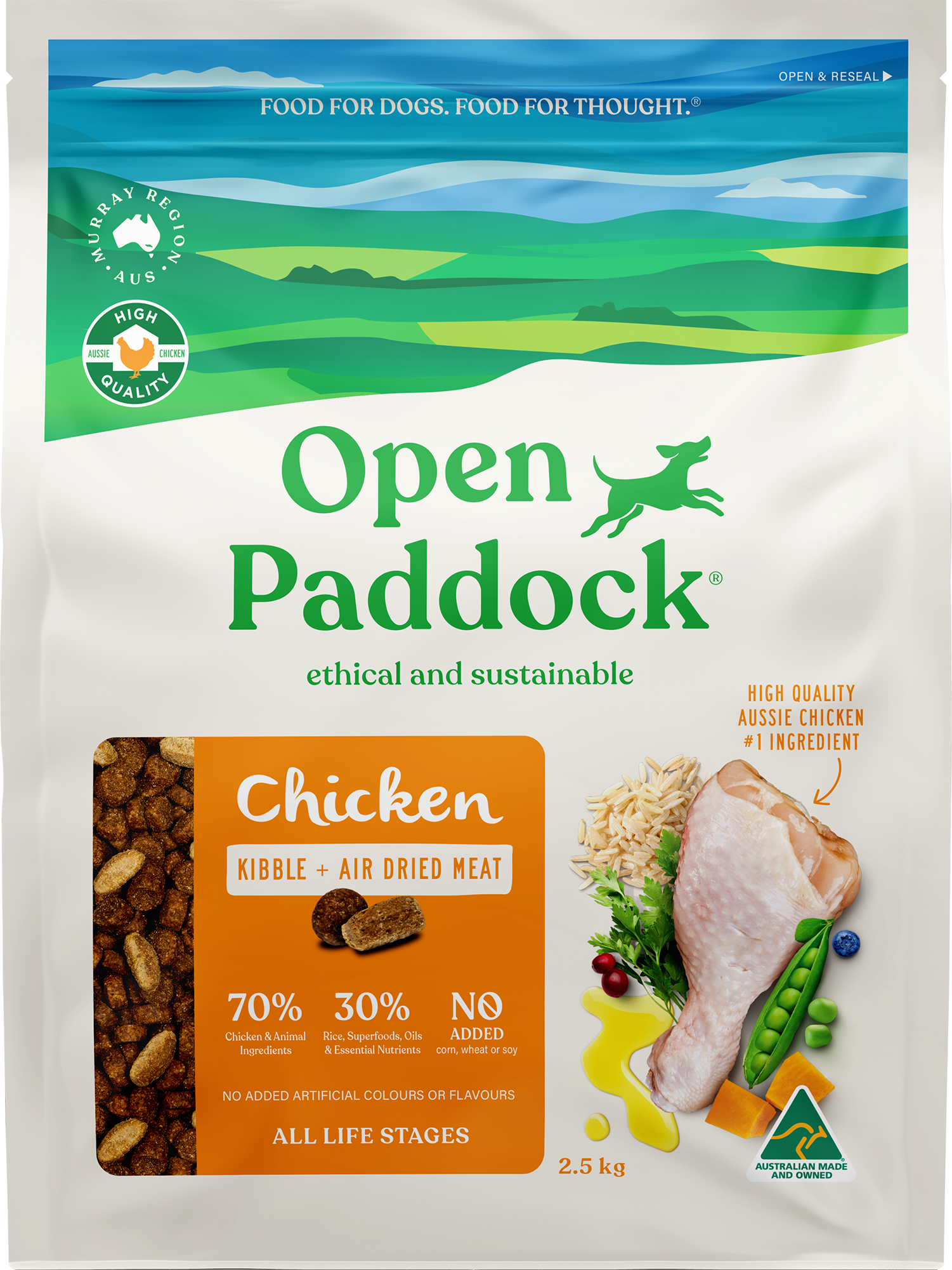 Higher Welfare Chicken Kibble + Air Dried Meat | OPEN PADDOCK™