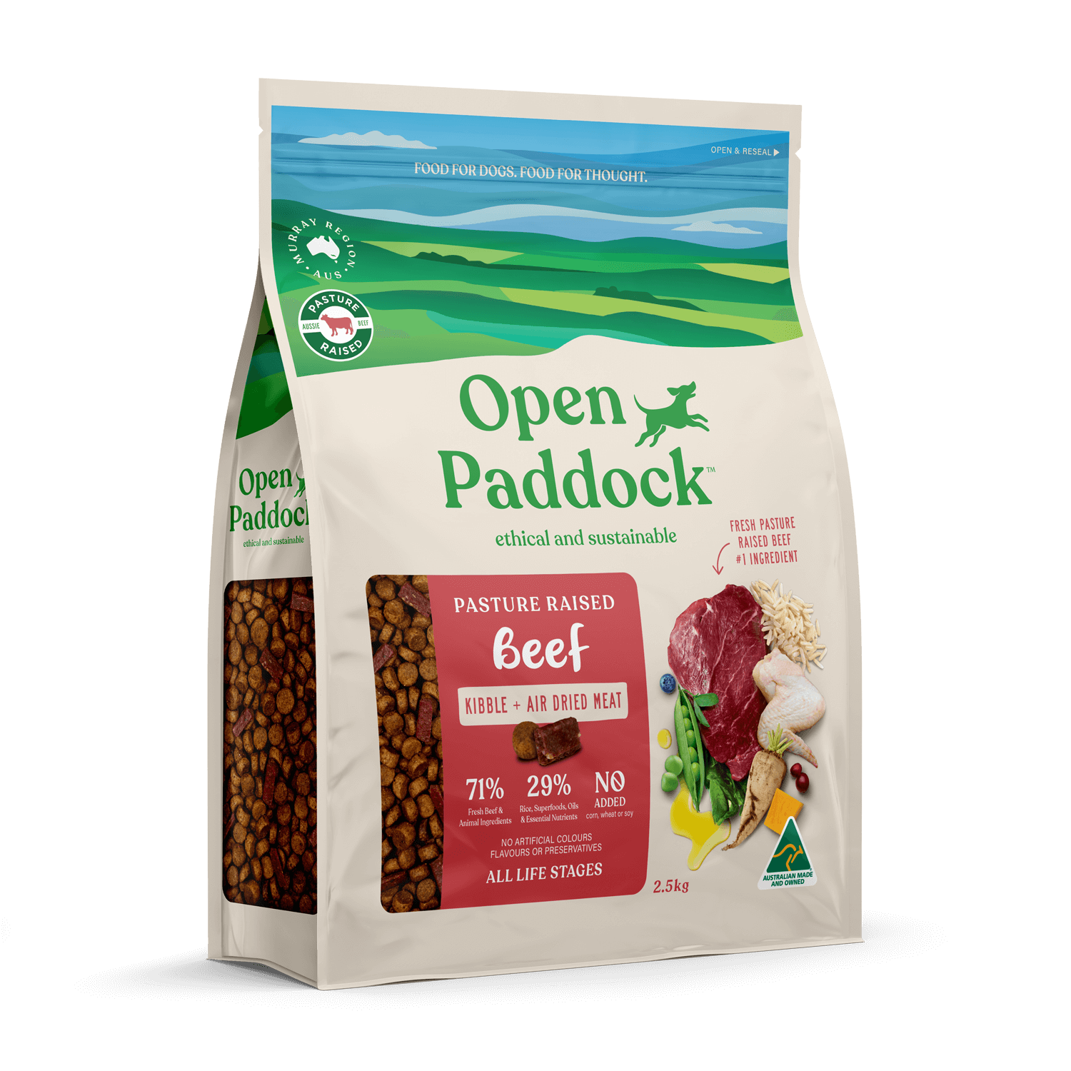 Pasture Raised Beef Kibble + Air Dried Meat for Dogs
